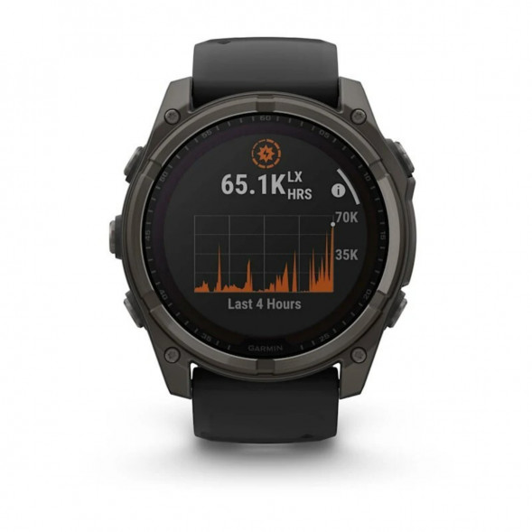 Умные часы Garmin Fenix 8, 51 мм, Solar, Sapphire Carbon Gray DLC Titanium with Black/Pebble Gray Silicone 010-02907-10 в Астрахани