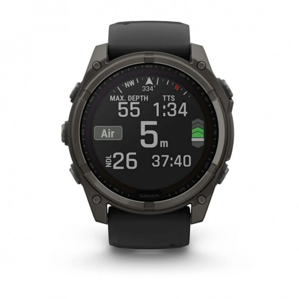 Умные часы Garmin Fenix 8, 51 мм, Solar, Sapphire Carbon Gray DLC Titanium with Black/Pebble Gray Silicone 010-02907-10 в Астрахани