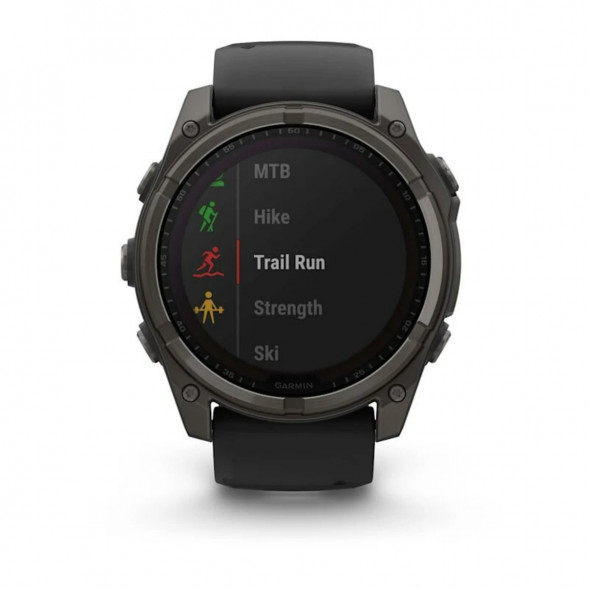 Умные часы Garmin Fenix 8, 51 мм, Solar, Sapphire Carbon Gray DLC Titanium with Black/Pebble Gray Silicone 010-02907-10 в Астрахани