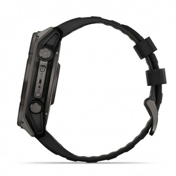 Умные часы Garmin Fenix 8, 51 мм, Solar, Sapphire Carbon Gray DLC Titanium with Black/Pebble Gray Silicone 010-02907-10 в Астрахани