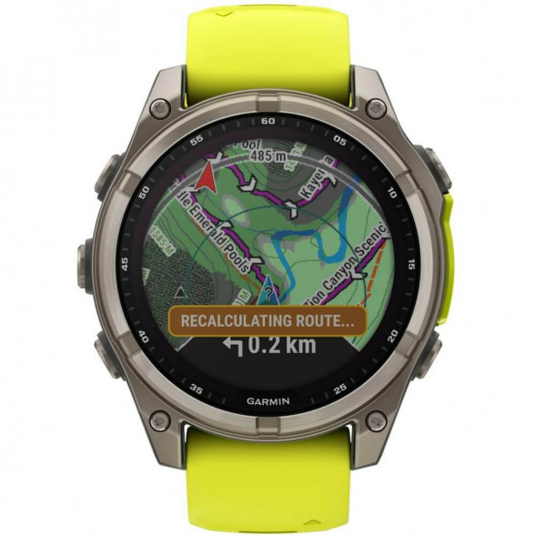 Умные часы Garmin Fenix 8, 51 мм, Solar, Sapphire Titanium with AMP Yellow/Graphite Silicone Band 010-02907-20 в Астрахани