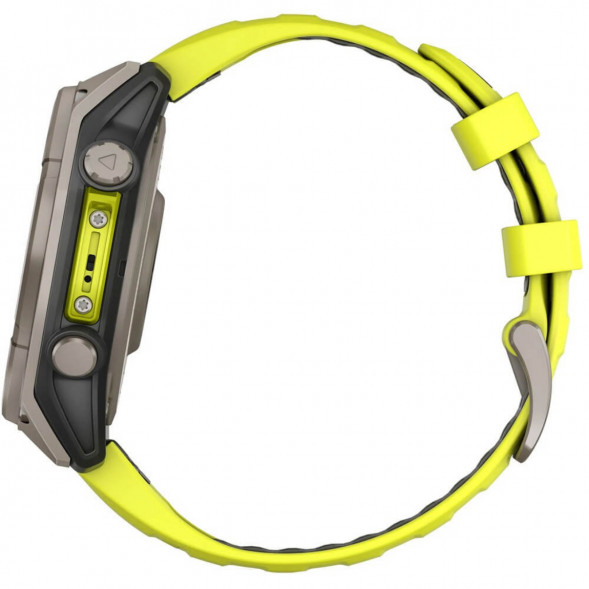 Умные часы Garmin Fenix 8, 51 мм, Solar, Sapphire Titanium with AMP Yellow/Graphite Silicone Band 010-02907-20 в Астрахани