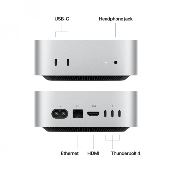 Компьютер Apple Mac mini M4 2024 (MU9E3) (10 Core GPU, 16ГБ, 512ГБ SSD, Apple, macOS), серебристый в Астрахани